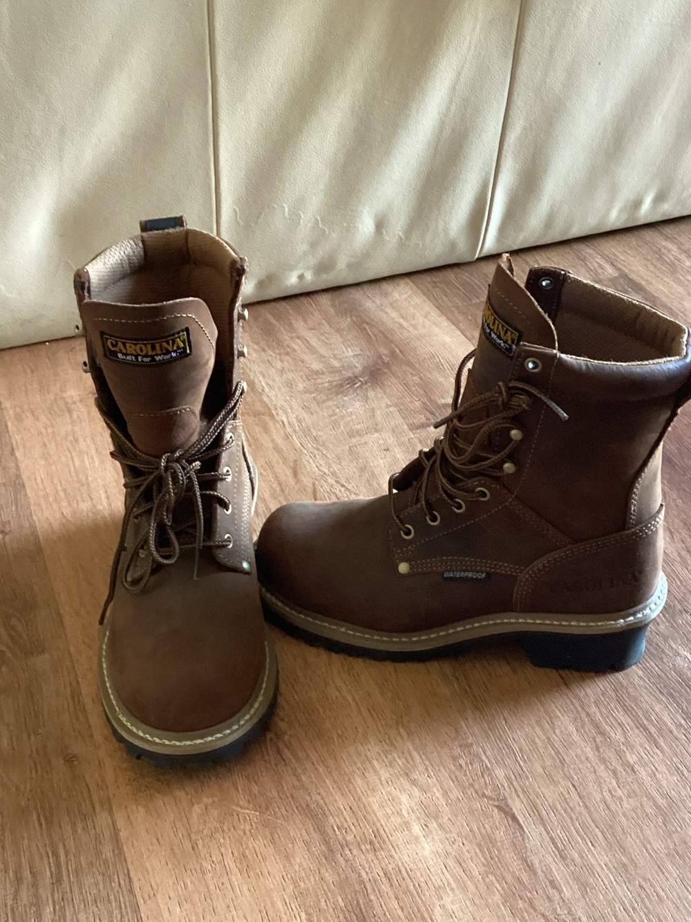 Carolina Women's Brown Lace-Up Heeled Steel Toe Leather Work Boots